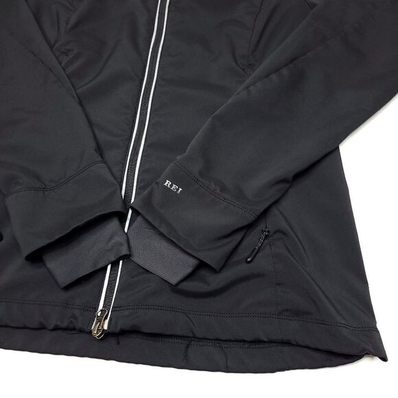 REI Full Zip Jacket Womens Large Black Stretch Polyester Pockets Outdoors - Picture 3 of 7